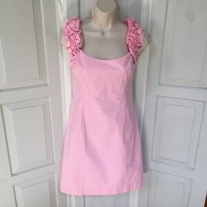 Lilly Pulitzer Pink and White Ruffle Mini Dress